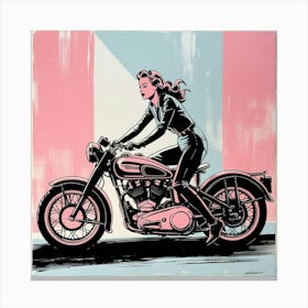 'Girl On A Motorcycle' Canvas Print