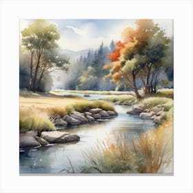 Watercolor Of A River 4 Canvas Print