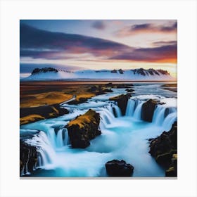 Beautiful Waterfall In Iceland Canvas Print