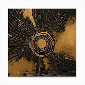 'Sunburst' Black And Gold Wall Art Canvas Print