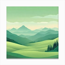 Misty mountains background in green tone 38 Canvas Print