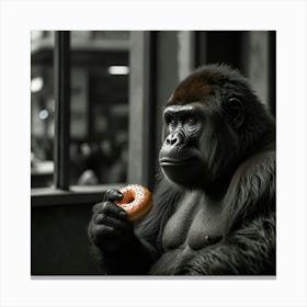 Gorilla Eating A Donut Canvas Print