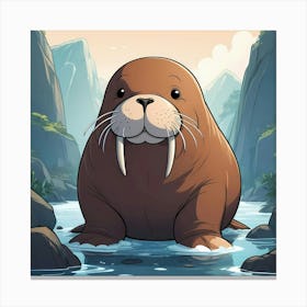 Cartoon Walrus Canvas Print