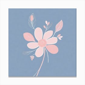 A White And Pink Flower In Minimalist Style Square Composition 182 Canvas Print