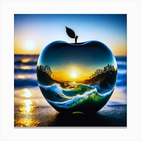 Colorful Glas Apple Ocean Coast Contrast Reflection Abstract Photo Style Painting Canvas Print