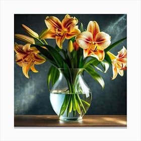 Lilies In A Vase 9 Canvas Print