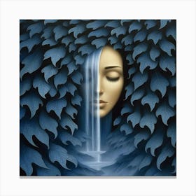 Woman With A Waterfall Canvas Print