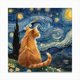 Starry Night Cat 4 Canvas Print