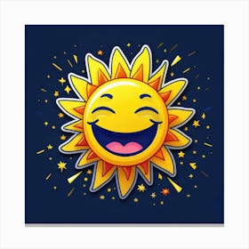 Lovely smiling sun on a blue gradient background 43 Canvas Print