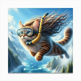 Cat Scuba Diving Canvas Print
