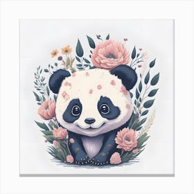 Floral Panda (6) Canvas Print
