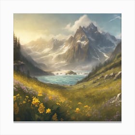 Symphony of Sunlit Peaks Canvas Print