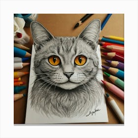 Cat Drawing 1 Canvas Print