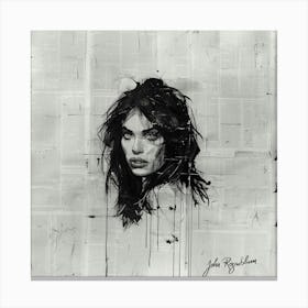 Maïwen - Ink Girl on Newspaper Canvas Print