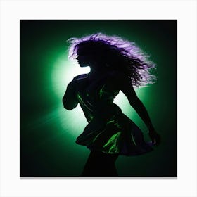 Silhouette Of A Woman In Green Dress Canvas Print