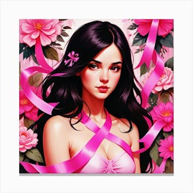 Women Breast Cancer Awareness background in Pink Ribbon international symbol for month October clipart and poster clipart and wall art 39 Canvas Print