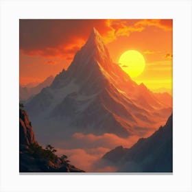 Sunset Over Mountains Canvas Print