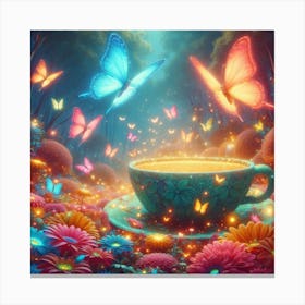 Teacup With Butterflies Canvas Print