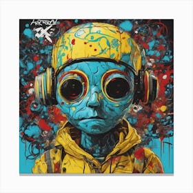 Andy Getty, Pt X, In The Style Of Lowbrow Art, Technopunk, Vibrant Graffiti Art, Stark And Unfiltere (7) Canvas Print