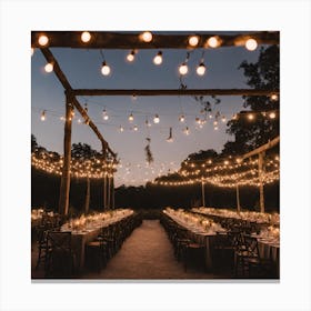 Wedding Reception With String Lights 2 Canvas Print