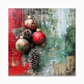 Intage Christmas Mixed Media 3 Canvas Print