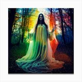 Firefly Haunting, Polychrome, Banshee, Ghostly, Ethereal, Spectral, Eerie, Vibrant, Mysterious, Chil (3) Canvas Print