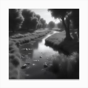 River In Black And White 8 Canvas Print