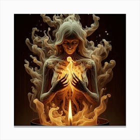 Woman Holding A Candle Canvas Print