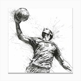 Soccer Player In The Air Canvas Print