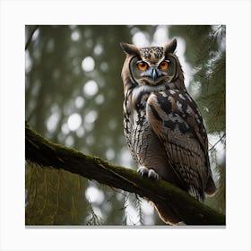 Owl Perched On A Branch Canvas Print