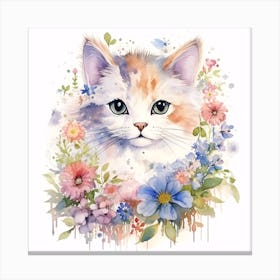 Kitty In Flowers Canvas Print