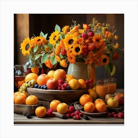 Autumn Flowers paintings art print Canvas Print