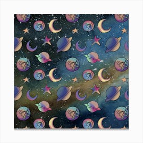 Galaxy Moon Art Print Canvas Print