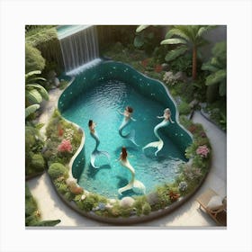 Mermaids In The Pool Canvas Print