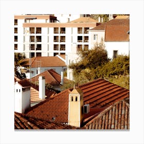 Terracotta Rooftops Of Sintra, Portugal  Color Travel And Architecture Photography Square Canvas Print