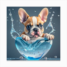 French Bulldog In Water 1 Canvas Print