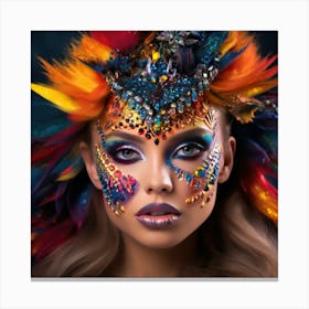 Beautiful Girl With Feathers Canvas Print