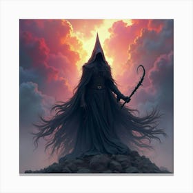 Black Magic Enchanter In A Vivid Watercolor Storm 1 Canvas Print