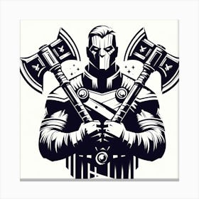 Axe man, black and white Canvas Print