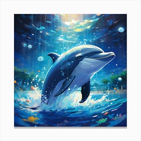 Dolphin In The Water Canvas Print