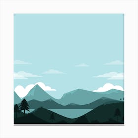 Landscape With Mountains And Trees 1 Canvas Print