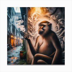 Monkey Smoking A Cigarette Canvas Print