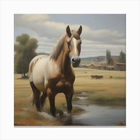 Horse By The Stream 1 Canvas Print