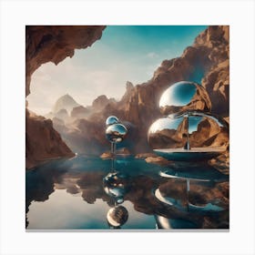 Surreal Landscape Inspired By Dali And Escher 4 Canvas Print
