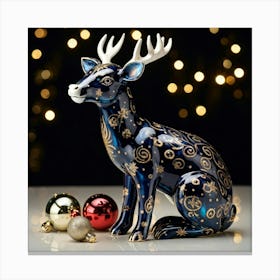 A Photorealistic Christmas Artifact An Exquisitely Crafted Porcelain Creature Deep Hues Pervading Canvas Print