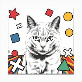 Cat With Shapes Canvas Print