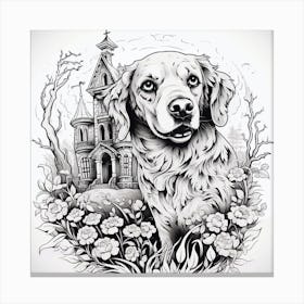 Dog In Front Of A House 1 Canvas Print