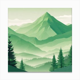 Misty mountains background in green tone 67 Canvas Print