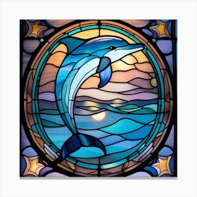Dolphin stained Glass soothing pastels Canvas Print