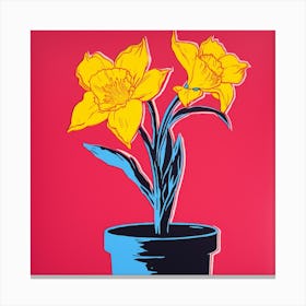 Daffodil 1 Pop Art Illustration Square Canvas Print